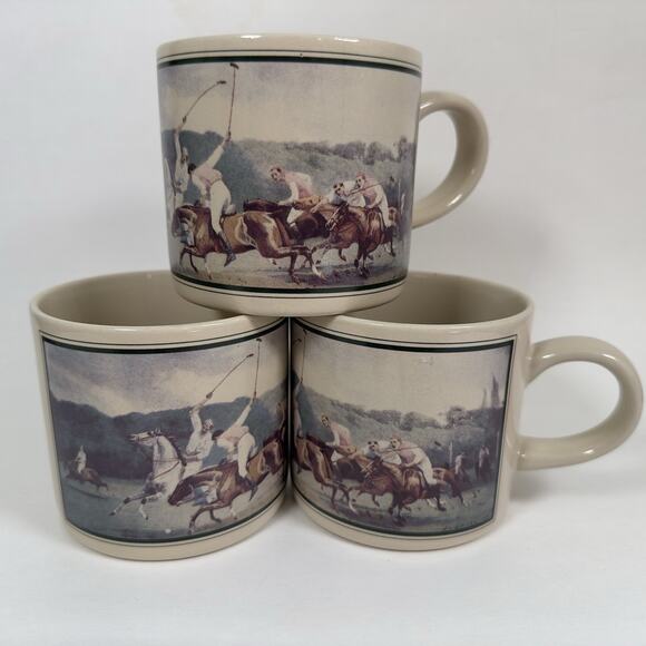 Ralph Lauren Polo Club Mug Cup set of 3 Japan, Horse Equestrian Sport 1980s VTG - Picture 12 of 12